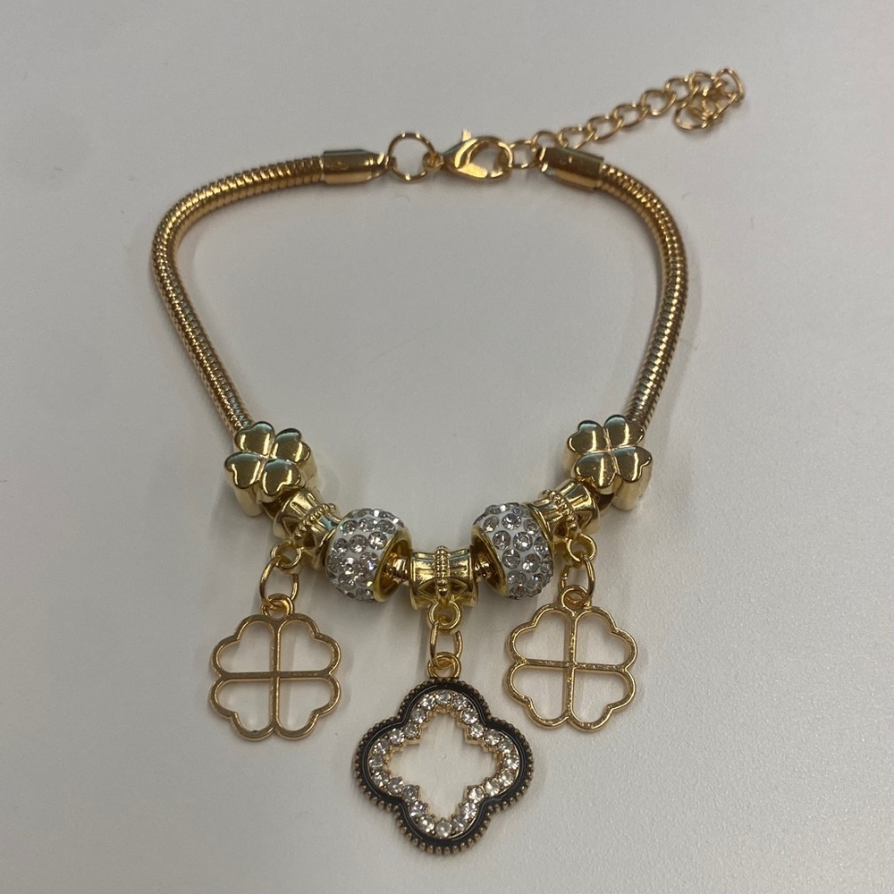 Clover Charm Bracelet with Crystal Accents